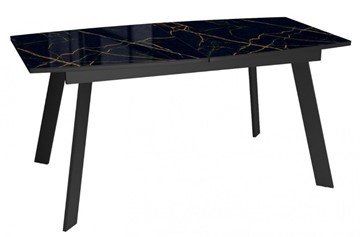 Кухонный раздвижной стол Dikline XLS160 мрамор черный глянец/ножки черные в Мурманске