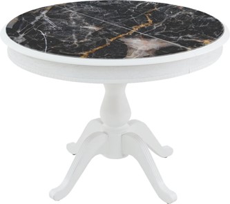 Овальный кухонный стол Фабрицио-1 Glass, Круг 1000, фотопечать (Мрамор 10) в Мурманске