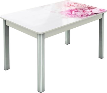 Кухонный стол раздвижной Гамбург исп.2 ноги метал. крашеные №23, Фотопечать (Цветы №49) в Мурманске