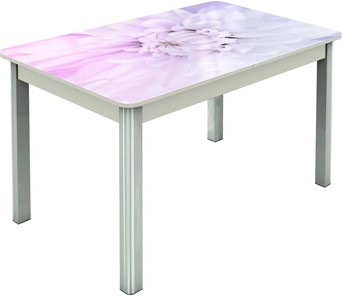 Кухонный стол раскладной Гамбург исп.2 ноги метал. крашеные №23, Фотопечать (Цветы №54) в Мурманске