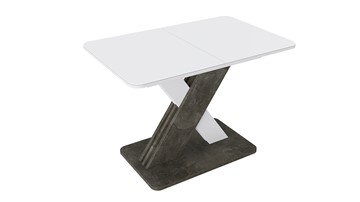 Кухонный стол раскладной Люксембург тип 1 (Белый/Ателье темный/Стекло белое матовое) в Мурманске