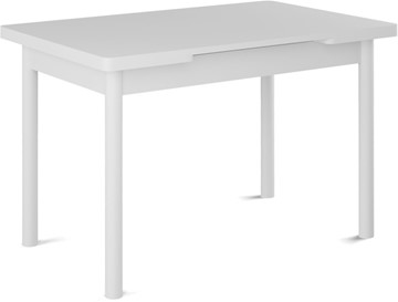 Раздвижной стол Милан-1 EVO, ноги металлические белые, белый цемент в Мурманске