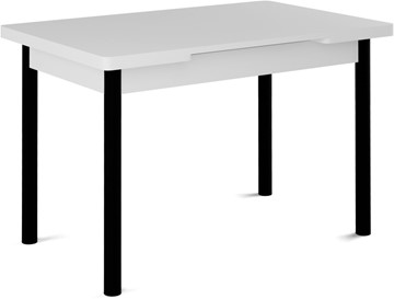 Кухонный стол раскладной Милан-1 EVO, ноги металлические черные, белый цемент в Мурманске