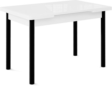 Раздвижной стол Милан-1 EVO, ноги металлические черные, стекло белое/серый в Мурманске
