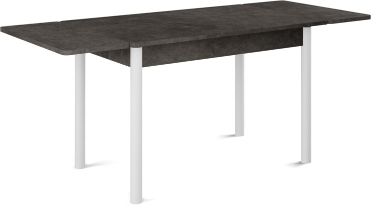 Кухонный стол раскладной Милан-2 EVO, ноги белые, серый камень в Мурманске - изображение 1