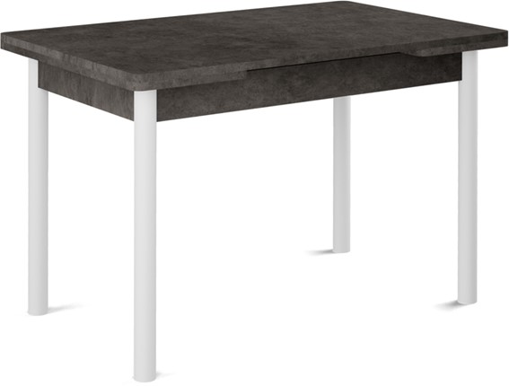 Кухонный стол раскладной Милан-2 EVO, ноги белые, серый камень в Мурманске - изображение