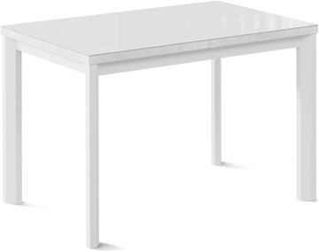 Кухонный стол раздвижной Нагано-1G (ноги металлические белые, стекло cristal/белый цемент) в Мурманске - предосмотр