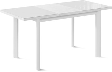 Раздвижной стол Нагано-3G (ноги металлические белые, стекло cristal/белый цемент) в Мурманске - предосмотр 1