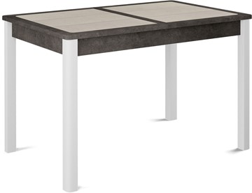 Раздвижной стол Ницца-1 ПЛ (ноги белые, плитка бежевая/серый камень) в Мурманске