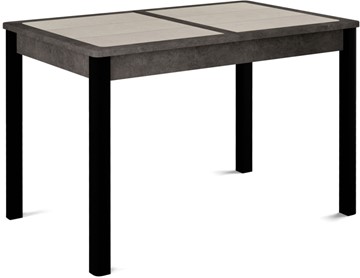 Кухонный раскладной стол Ницца-1 ПЛ (ноги черные, плитка бежевая/серый камень) в Мурманске