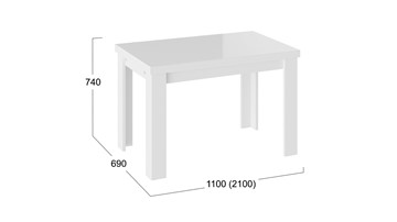 Кухонный раздвижной стол Норман тип 1, цвет Белый/Стекло белый глянец в Мурманске - предосмотр 2