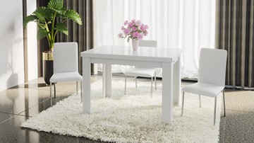 Кухонный раздвижной стол Норман тип 1, цвет Белый/Стекло белый глянец в Мурманске - предосмотр 4