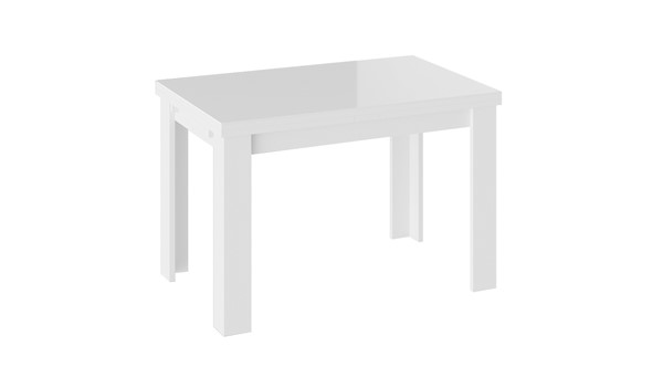 Кухонный раздвижной стол Норман тип 1, цвет Белый/Стекло белый глянец в Мурманске - изображение