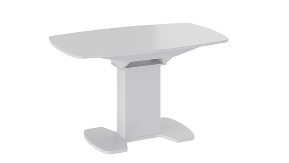 Кухонный раскладной стол Портофино (СМ(ТД)-105.02.11(1)), цвет Белый глянец/Стекло белое в Мурманске - изображение