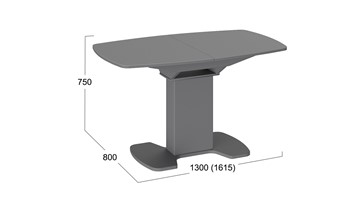 Раздвижной стол Портофино (СМ(ТД)-105.02.11(1)), цвет Серое/Стекло серое матовое LUX в Мурманске - предосмотр 1