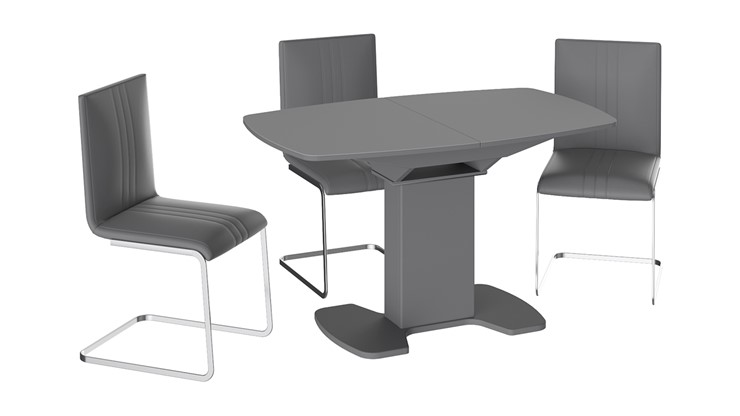 Раздвижной стол Портофино (СМ(ТД)-105.02.11(1)), цвет Серое/Стекло серое матовое LUX в Мурманске - изображение 2