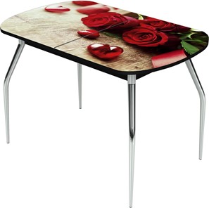 Раздвижной стол Ривьера исп.1 ноги метал. крашеные №24 Фотопечать (Цветы №33) в Мурманске