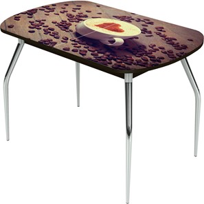 Кухонный стол раздвижной Ривьера исп.1 ноги метал. крашеные №24 Фотопечать (Кофе №20) в Мурманске