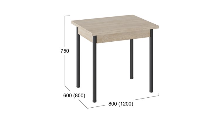 Обеденный раздвижной стол Родос тип 2 с опорой d40 (Черный муар/Дуб Сонома) в Мурманске - изображение 2