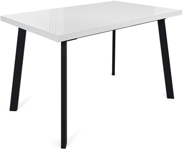 Раздвижной стол Сальвадор-1G (ноги черные, стекло cristal/белый цемент) в Мурманске