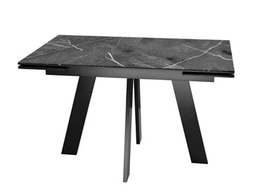 Кухонный стол раздвижной SKM 120, керамика черный мрамор/подстолье черное/ножки черные в Мурманске
