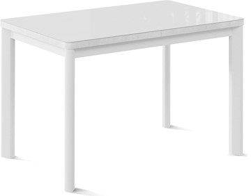 Кухонный стол раздвижной Токио-1G (ноги металлические белые, cтекло cristal/белый цемент) в Мурманске
