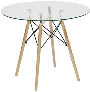 Стол на кухню CINDY GLASS (mod.80GLASS) металл/стекло, D80х75см, прозрачный арт.13068 в Мурманске