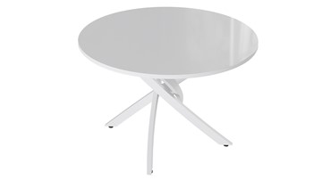 Кухонный обеденный стол Diamond тип 2 (Белый муар/Белый глянец) в Мурманске