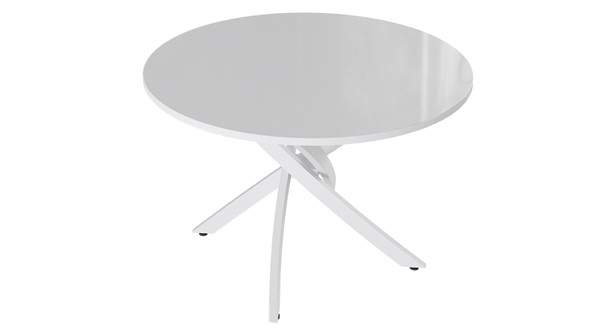 Кухонный обеденный стол Diamond тип 2 (Белый муар/Белый глянец) в Мурманске - изображение