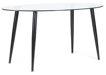 Кухонный обеденный стол KASSEL (mod. DT333) металл/закаленное стекло (10 мм), 150х90х75см, черный в Мурманске - предосмотр