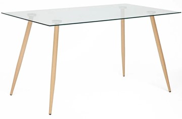 Стол со стеклянной столешницей SOPHIA (mod. 5003) металл/стекло (8мм), 140x80x75, бук/прозрачный арт.12098 в Мурманске
