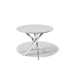 Стеклянный стол Kenner R1000 (Хром/Стекло белое глянец) в Мурманске