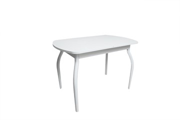 Стеклянный кухонный стол ПГ-01СТ белое/белое/крашенные фигурные в Мурманске