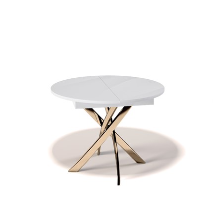 Кухонный стол раскладной Kenner R1100 (Золото/Белое/Стекло белое глянец) в Мурманске - изображение
