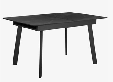 Стеклянный обеденный стол раздвижной  DikLine SFH125 стекло Оптивайт Черный мрамор/подстолье черное в Мурманске