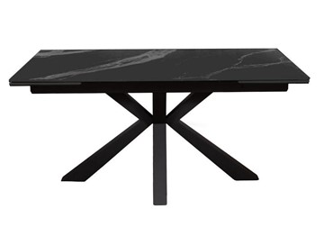 Стол обеденный раскладной раздвижной DikLine SFE160 Керамика Черный мрамор/подстолье черное/опоры черные (2 уп.) в Мурманске