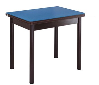 Стеклянный кухонный стол СПА-01 СТ2, венге ЛДСП/стекло синие/38 прямые трубки крашеные коричневый в Мурманске