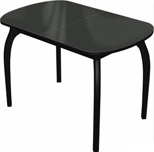 Овальный стол на кухню Ривьера исп.1 дерево №1 (стекло черное/черный) в Мурманске