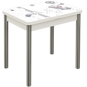 Кухонный раскладной стол Бари хром №6 (Exclusive h174/белый) в Мурманске
