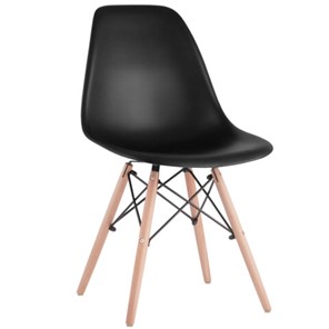 Комплект обеденных стульев 4 шт. BRABIX "Eames CF-010", пластик черный, опоры дерево/металл, 532631, 2033A в Мурманске