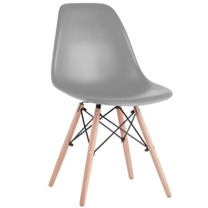 Комплект обеденных стульев 4 шт. BRABIX "Eames CF-010", пластик серый, опоры дерево/металл, 532632, 2033A в Мурманске