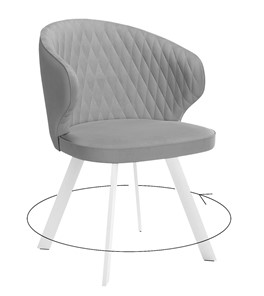 Обеденный стул 249 Поворотный, Микровелюр B22 Grey / опоры белые в Мурманске - предосмотр