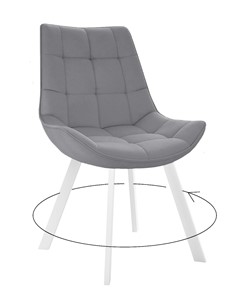 Обеденный стул 263 Поворотный, Микровелюр B22 Grey / опоры белые в Мурманске