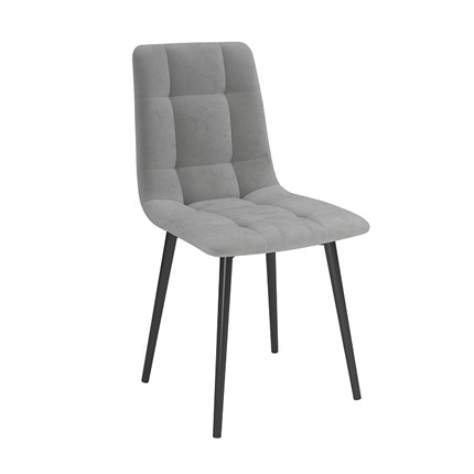 Обеденный стул Белла, велюр тенерифе грей/Цвет металл черный в Мурманске - изображение