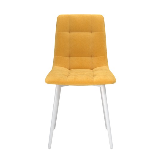 Обеденный стул Белла, велюр тенерифе куркума/Цвет металл белый в Мурманске - изображение 1