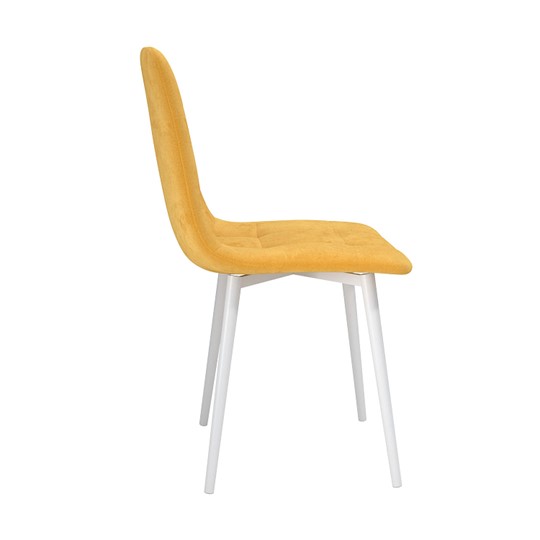 Обеденный стул Белла, велюр тенерифе куркума/Цвет металл белый в Мурманске - изображение 2