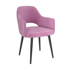 Обеденный стул Берта, велюр тенерифе розовый/Цвет металл черный в Мурманске