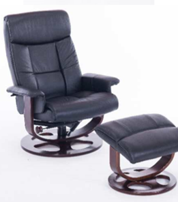 Офисное кресло ДамОфис J6011 для релаксации нат. кожа / дерево, черный в Мурманске