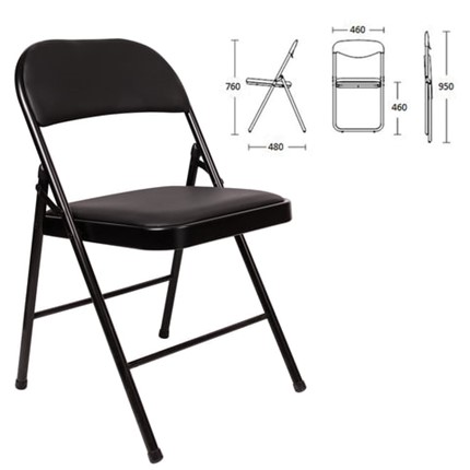Офисный стул складной Brabix Golf Plus CF-003 Комфорт (черный каркас, кожзам черный) 531566 в Мурманске - изображение
