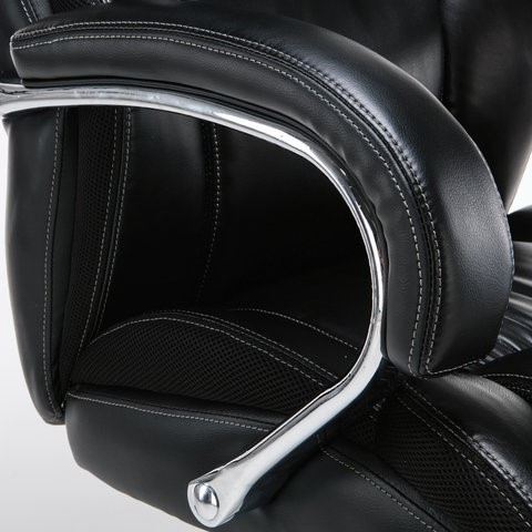 Офисное кресло Brabix Premium Status HD-003 (рециклированная кожа, хром, черное) 531821 в Мурманске - изображение 7